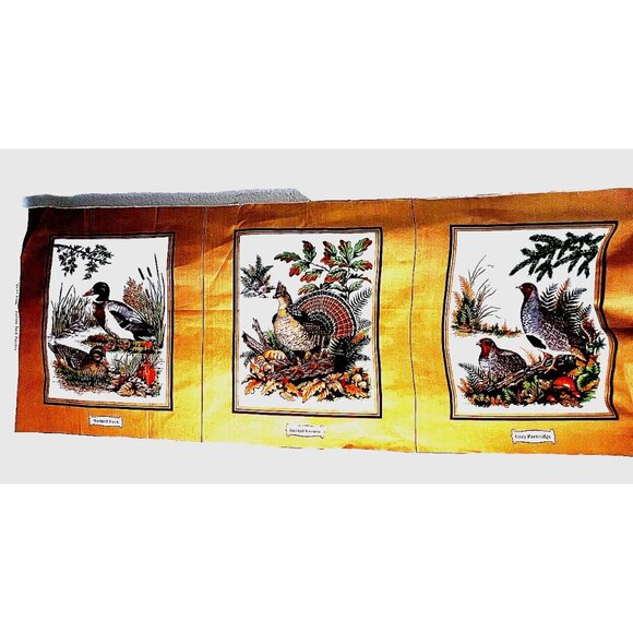 Cranston 3 Panel Fabric Wildlife Bird Mallard Duck Ruffed Grouse Gray Partridge - Picture 1 of 14